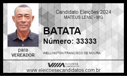 Candidato BATATA 2024 - MATEUS LEME - Eleições