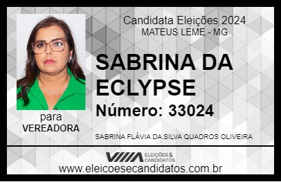 Candidato SABRINA DA ECLYPSE 2024 - MATEUS LEME - Eleições