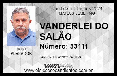 Candidato VANDERLEI DO SALÃO 2024 - MATEUS LEME - Eleições