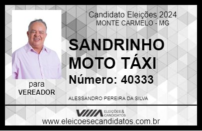 Candidato SANDRINHO MOTO TÁXI 2024 - MONTE CARMELO - Eleições