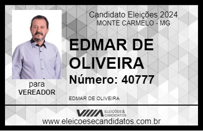 Candidato EDMAR DE OLIVEIRA 2024 - MONTE CARMELO - Eleições