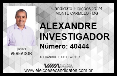 Candidato ALEXANDRE INVESTIGADOR 2024 - MONTE CARMELO - Eleições