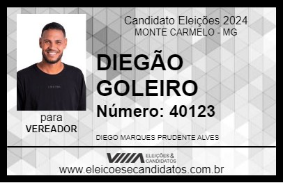 Candidato DIEGÃO GOLEIRO 2024 - MONTE CARMELO - Eleições