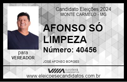 Candidato AFONSO SÓ LIMPEZA 2024 - MONTE CARMELO - Eleições