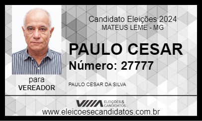 Candidato PAULO CESAR 2024 - MATEUS LEME - Eleições