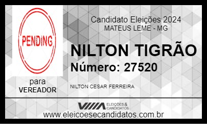 Candidato NILTON TIGRÃO 2024 - MATEUS LEME - Eleições