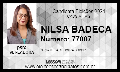 Candidato NILSA BADECA 2024 - CÁSSIA - Eleições