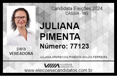 Candidato JULIANA PIMENTA 2024 - CÁSSIA - Eleições