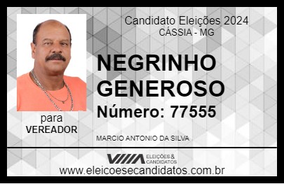 Candidato NEGRINHO GENEROSO 2024 - CÁSSIA - Eleições