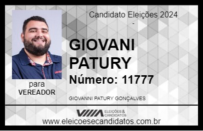 Candidato GIOVANNI PATURY 2024 - INHAÚMA - Eleições