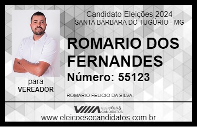 Candidato ROMARIO DOS FERNANDES 2024 - SANTA BÁRBARA DO TUGÚRIO - Eleições