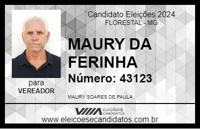 Candidato MAURY DA FEIRINHA 2024 - FLORESTAL - Eleições