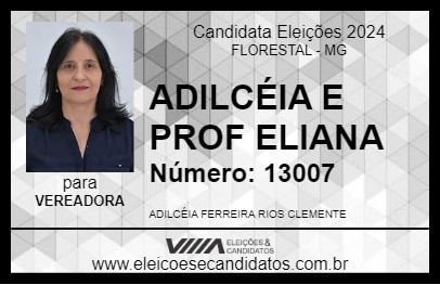 Candidato ADILCÉIA RIOS 2024 - FLORESTAL - Eleições