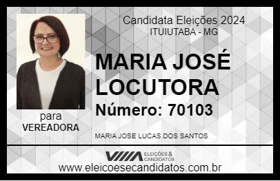 Candidato MARIA JOSÉ LOCUTORA 2024 - ITUIUTABA - Eleições