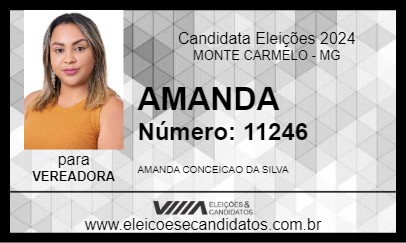 Candidato AMANDA 2024 - MONTE CARMELO - Eleições