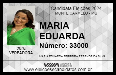 Candidato MARIA EDUARDA 2024 - MONTE CARMELO - Eleições