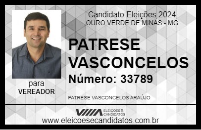 Candidato PATRESE VASCONCELOS 2024 - OURO VERDE DE MINAS - Eleições