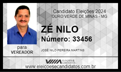 Candidato ZÉ NILO 2024 - OURO VERDE DE MINAS - Eleições