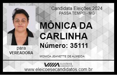 Candidato MÔNICA DA CARLINHA 2024 - PASSA TEMPO - Eleições