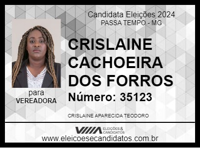 Candidato CRISLAINE CACHOEIRA DOS FORROS 2024 - PASSA TEMPO - Eleições