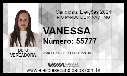 Candidato VANESSA 2024 - RIO PARDO DE MINAS - Eleições