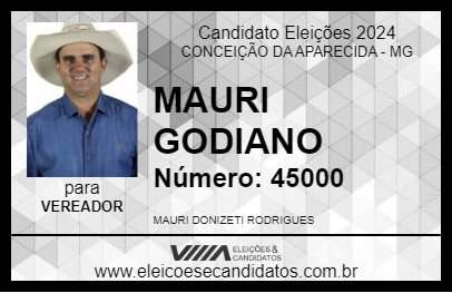 Candidato MAURI GODIANO 2024 - CONCEIÇÃO DA APARECIDA - Eleições