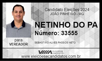 Candidato NETINHO DO PA 2024 - JOÃO PINHEIRO - Eleições