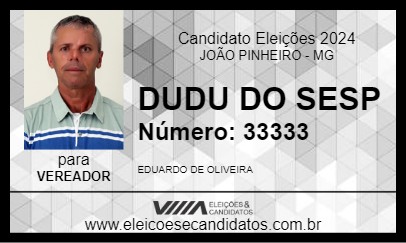 Candidato DUDU DO SESP 2024 - JOÃO PINHEIRO - Eleições