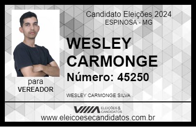 Candidato WESLEY CARMONGE 2024 - ESPINOSA - Eleições