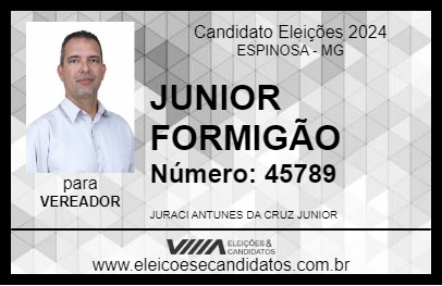 Candidato JUNIOR FORMIGÃO 2024 - ESPINOSA - Eleições