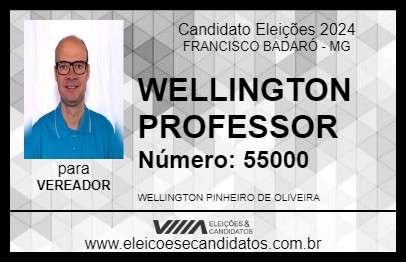 Candidato WELLINGTON PROFESSOR 2024 - FRANCISCO BADARÓ - Eleições