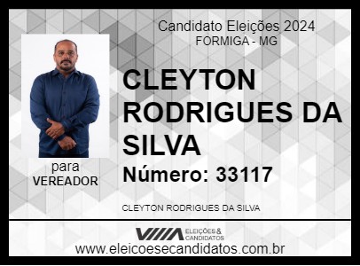 Candidato CLEYTON RODRIGUES 2024 - FORMIGA - Eleições