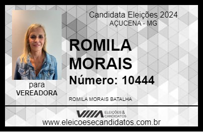 Candidato ROMILA MORAIS 2024 - AÇUCENA - Eleições