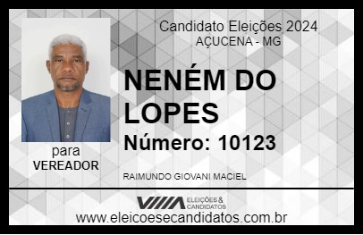 Candidato NENÉM DO LOPES 2024 - AÇUCENA - Eleições