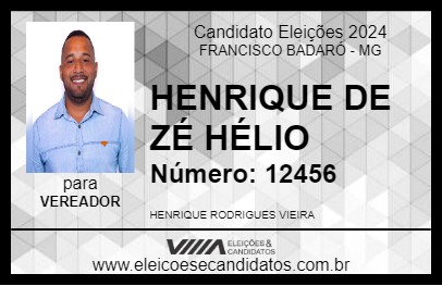 Candidato HENRIQUE DE ZÉ HÉLIO 2024 - FRANCISCO BADARÓ - Eleições