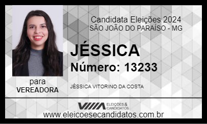 Candidato JÉSSICA 2024 - SÃO JOÃO DO PARAÍSO - Eleições