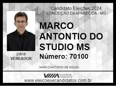 Candidato MARCO ANTONIO DO STUDIO MS 2024 - CONCEIÇÃO DA APARECIDA - Eleições