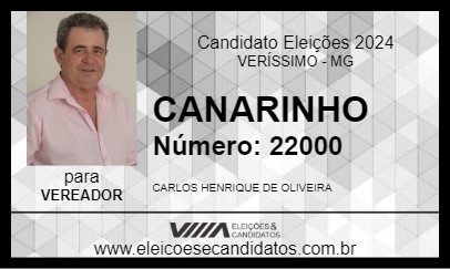 Candidato CANARINHO 2024 - VERÍSSIMO - Eleições