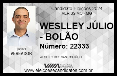 Candidato WESLLEY JÚLIO - BOLÃO 2024 - VERÍSSIMO - Eleições