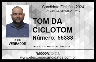 Candidato TOM DA CICLOTOM 2024 - ÁGUA COMPRIDA - Eleições