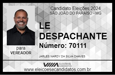 Candidato LE DESPACHANTE 2024 - SÃO JOÃO DO PARAÍSO - Eleições