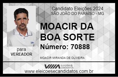 Candidato MOACIR DA BOA SORTE 2024 - SÃO JOÃO DO PARAÍSO - Eleições