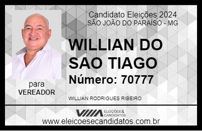 Candidato WILLIAN DO SAO TIAGO 2024 - SÃO JOÃO DO PARAÍSO - Eleições