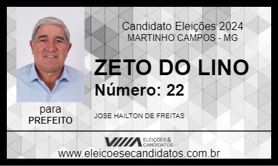 Candidato ZETO DO LINO 2024 - MARTINHO CAMPOS - Eleições