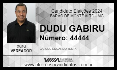 Candidato DUDU GABIRU 2024 - BARÃO DE MONTE ALTO - Eleições