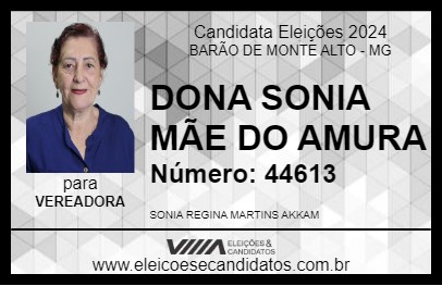 Candidato DONA SONIA MÃE DO AMURA 2024 - BARÃO DE MONTE ALTO - Eleições