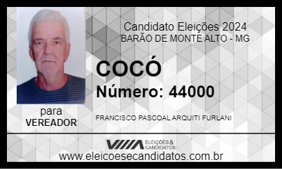 Candidato COCÓ 2024 - BARÃO DE MONTE ALTO - Eleições