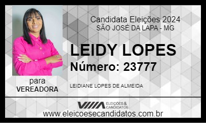 Candidato LEIDY LOPES 2024 - SÃO JOSÉ DA LAPA - Eleições