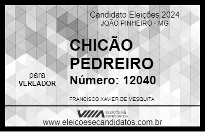 Candidato CHICÃO PEDREIRO 2024 - JOÃO PINHEIRO - Eleições