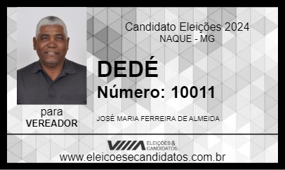 Candidato DEDÉ 2024 - NAQUE - Eleições